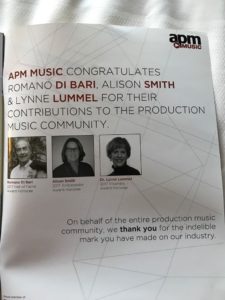 Congratulazioni da parte di APM Music per la Hall of Fame del Mark Awards 2017 , Romano Di Bari FlipperMusic